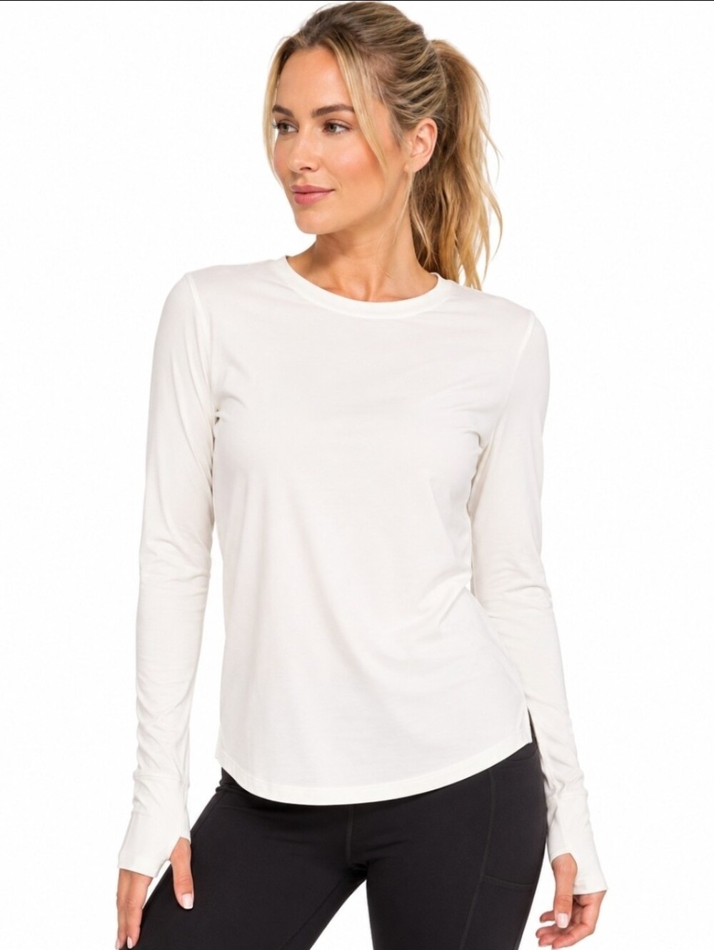 Zella ZELPERFORM Ivory Long Sleeve Top NWT XS Yoga Athletic Activewear